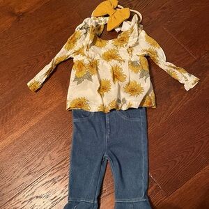 Sunflower Jean outfit with matching bows